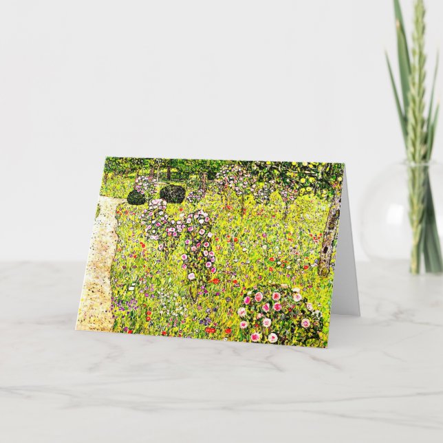 Cartão Klimt - Jardim Fruta com Rosas, belas artes, (Frente)