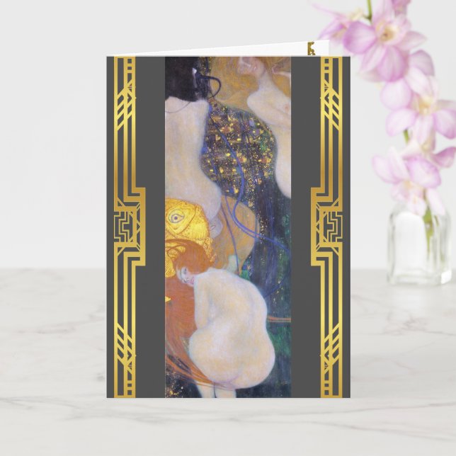 Cartão Klimt Restaurou Pintura de Nouveau (Orquídea)