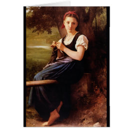 Cartão Knitting Mulher por William-Adolphe Bouguereau