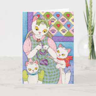 Cartão Knitting With Kittens Mothers Day Card Moussart