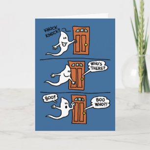 Cartão Knock Knock Halloween Cartoon Ghost Kids Greeting