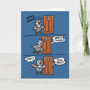 Cartão Knock Knock Halloween Cartoon Owl Kids Greeting