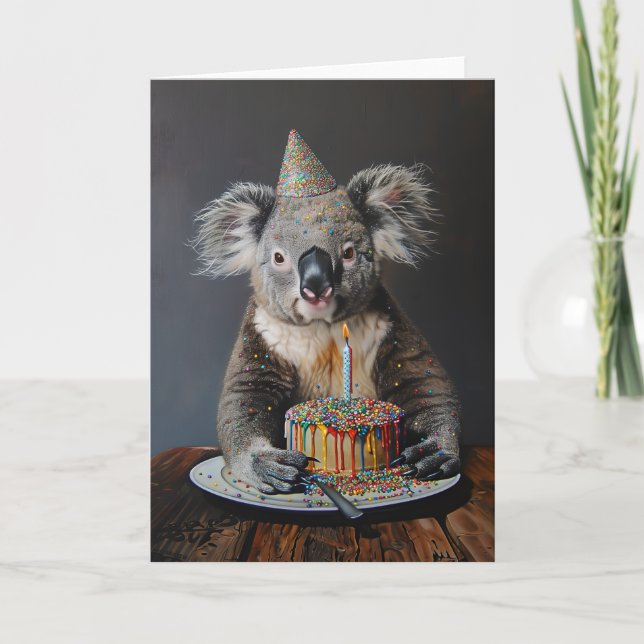 Cartão Koala Birthday Bash (Frente)