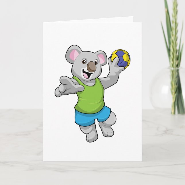 Cartão Koala com esportes de handebol (Frente)
