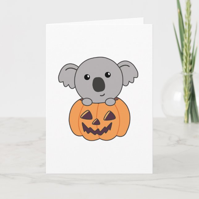 Cartão Koala Em Pumpkin Orange Koalas Halloween Bärchen (Frente)