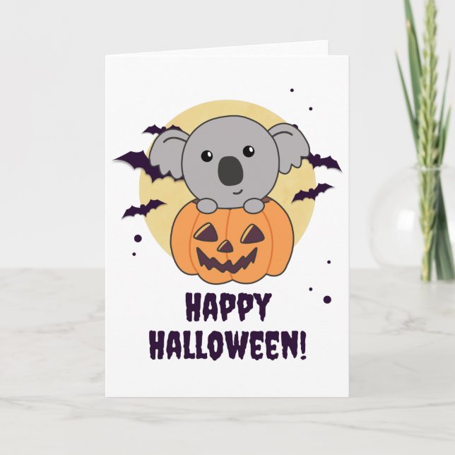 Cartão Koala Em Pumpkin Sweet Koalas Feliz Halloween (Frente)