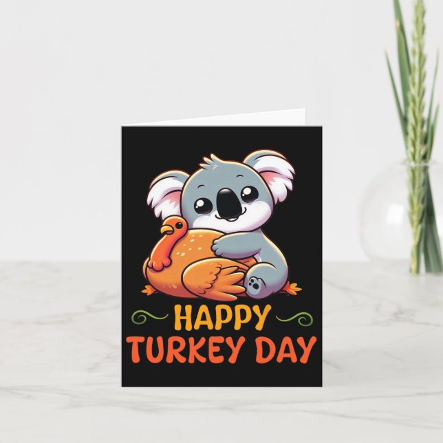 Cartão Koala Hugging Turquia Feliz Dia de Ação de Graças  (Frente)