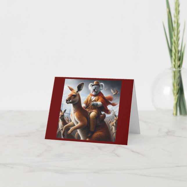 Cartão Koala Kangaroo Rider (Frente)