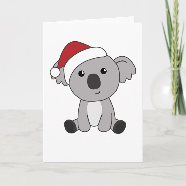 Cartão Koala Natal Neve Inverno Animais Coalas (Frente)