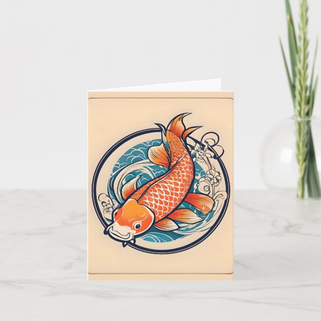 Cartão Koi Fish Study D Foled Greeting Card (Frente)
