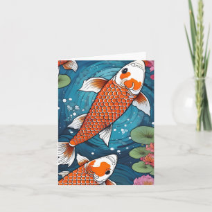 Cartão Koi Fish Study H Foled Greeting Card