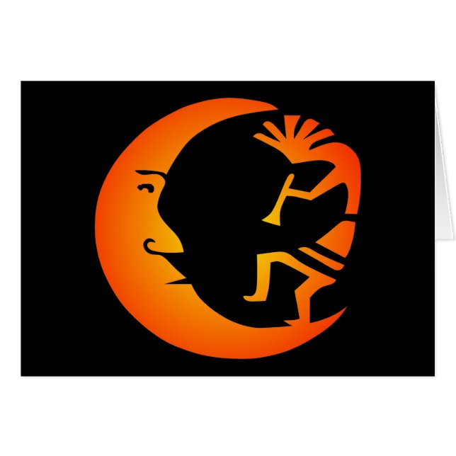 Cartão Kokopelli Lua-Preto (Frente Horizontal)