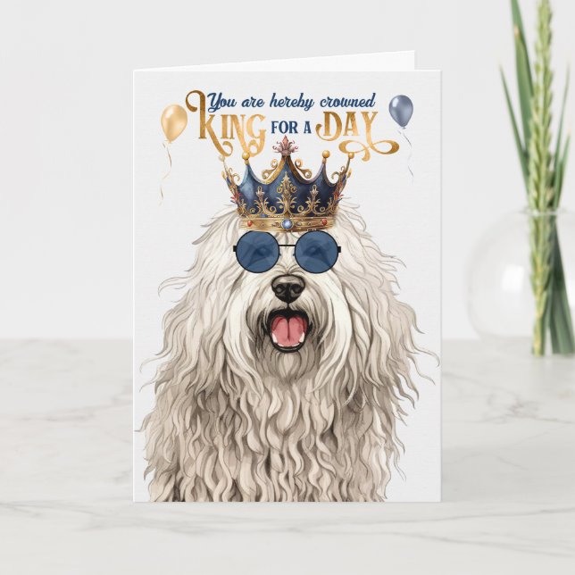 Cartão Komondor Dog King para um dia de aniversário engra (Frente)