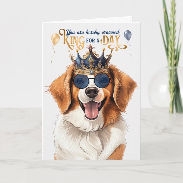 Cartão Kooikerhondje Dog King para um dia de aniversário  (Frente)