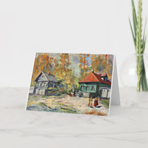 Cartão Korovin - outono em uma vila russa