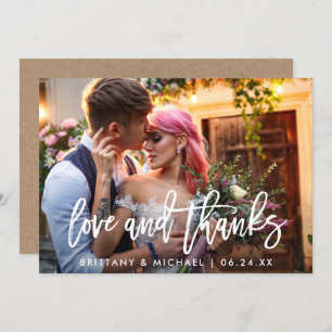 Cartão Kraft de Casamento de Obrigados e Amor com 