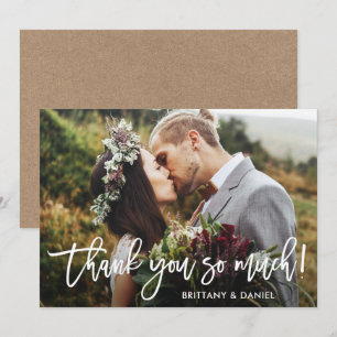 Cartão Kraft de Casamento Obrigado Muito com Letra