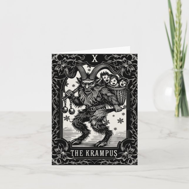 Cartão Krampus Tarot Card Design Christmas Season Evil Pa (Frente)