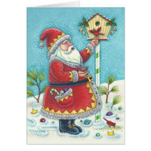 CARTÃO KRIS KRINGLE E CARDINAL CHRISTMAS GREEETING CARD B