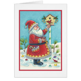 CARTÃO KRIS KRINGLE E CARDINAL CHRISTMAS GREEETING CARD B