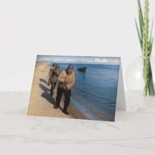 Cartão Kroyer - Três pescadores puxando um barco