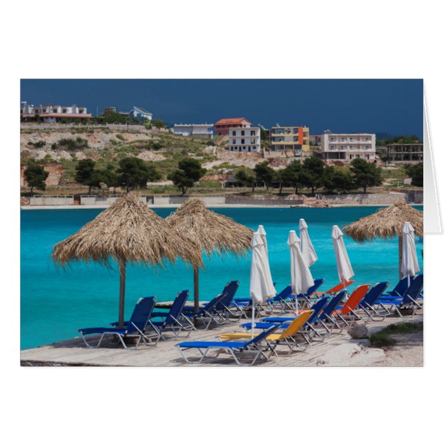 Cartão Ksamil, praia da cidade (Frente Horizontal)