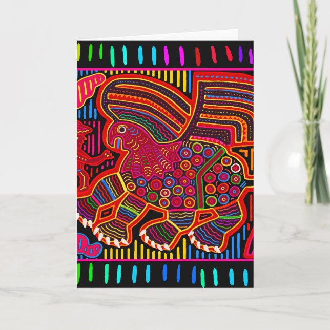 Cartão Kuna Indian Friendly Dragon Mola (Frente)