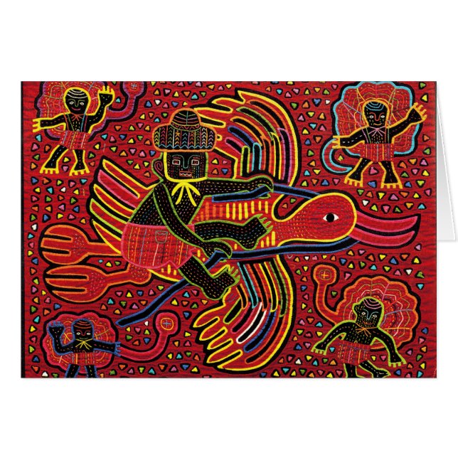 Cartão Kuna Indian Storey Tringing Design (Frente Horizontal)