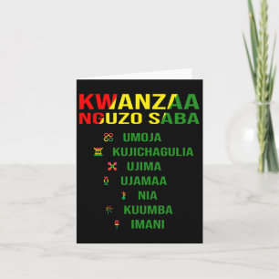 Cartão Kwanzaa - Swahili Para os Sete Princípios 