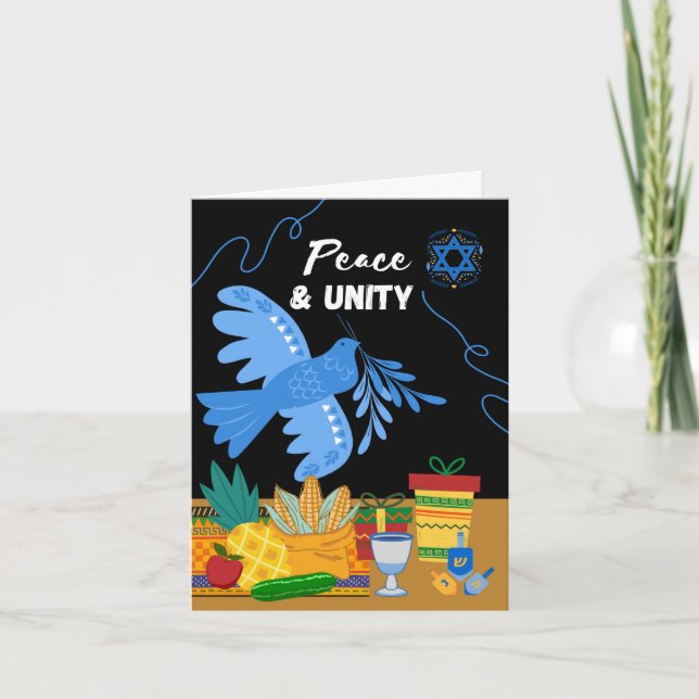 Cartão Kwanzukkah Peace Unity Dove Symbols Gifs (Frente)