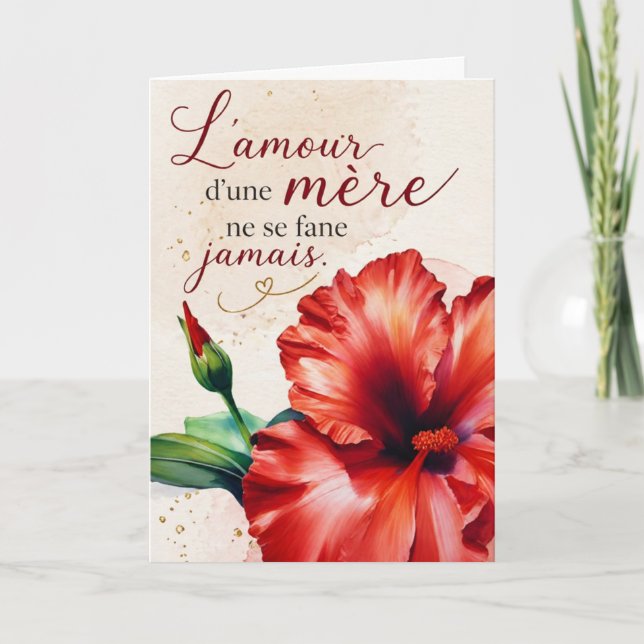 Cartão L’amour d’une mère ne se fane jamais  (Frente)