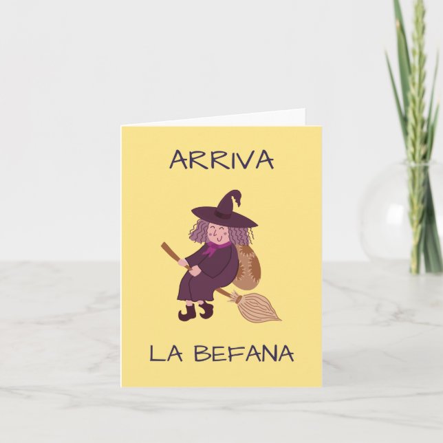 Cartão La Befana (Epifania) Bruxa do Natal Italiana (Frente)