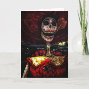 Cartão La Catrina de Rojo Day of the Dead Card