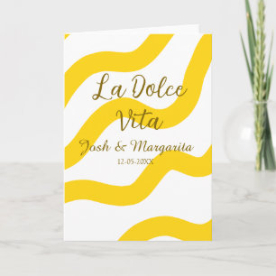 Cartão La Dolce Vita casal amarelo Nome data glit