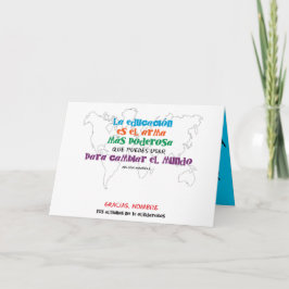 Cartão La educación cambia el mundo. 1º dame nombres.