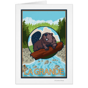 Cartão La Grande, OregonBeaver e Árvores