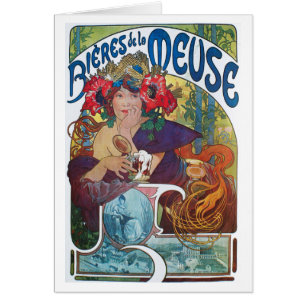 Cartão La Meuse de Bieres de, Mucha