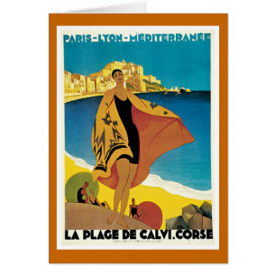 Cartão "La poster das viagens vintage do de Plage Calvi"