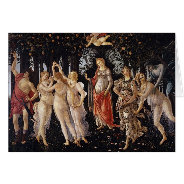 Cartão La Primavera (Primavera) por Sandro Botticelli (Frente Horizontal)