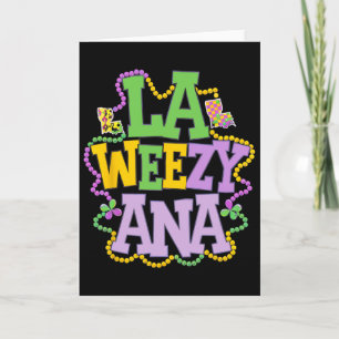 Cartão La Weezy Ana Mapa Divertido da Louisiana Com Festa