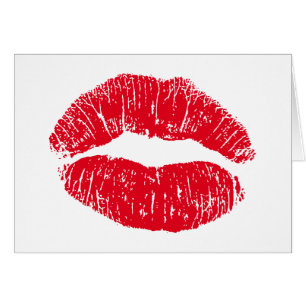Cartão Lábios de beijo do vermelho de Kissy