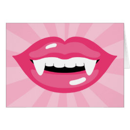 Cartão Lábios De Vampiro Rosa Sorridentes Com Presas