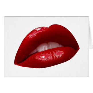 Cartão Lábios Lusciosos de Batom Vermelho