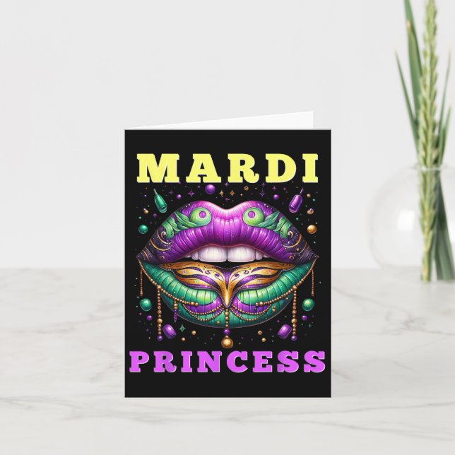 Cartão Lábios Mardi Gras Princesa Mardi Gras 2025 Mulhere (Frente)