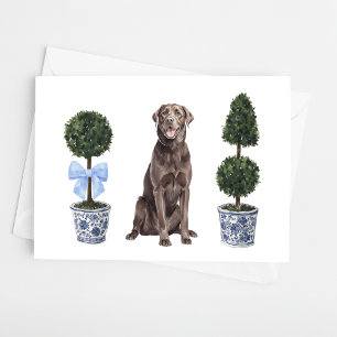 Cartão Laboratório - Chocolate Watercolor Dog Puppy Chino