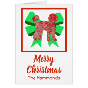 Cartão Labradoodle Cachorro de Natal e Arco Verde