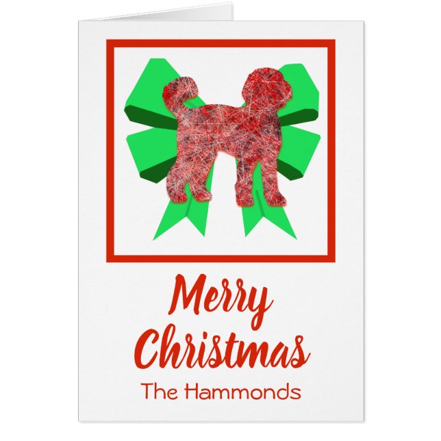 Cartão Labradoodle Cachorro de Natal e Arco Verde (Frente)