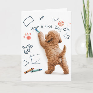 Cartão Labradoodle Desenhando para Pensar em Você