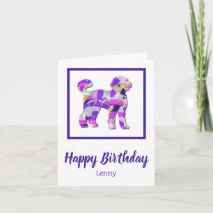 Cartão Labradoodle Dog Silhoule Purple PY&B Birthday