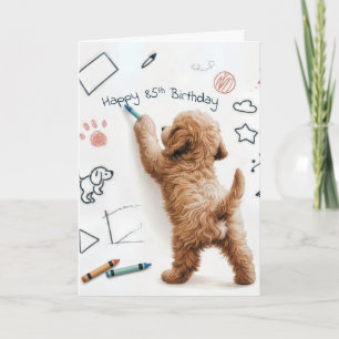 Cartão Labradoodle Doodling Para 85.o Aniversário